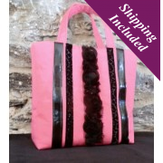 Ladies Designer Handbag With Pink Soft Sheen Cotton Body - Faye Ladies Designer Handbag With Pink Soft Sheen Cotton Body - Faye